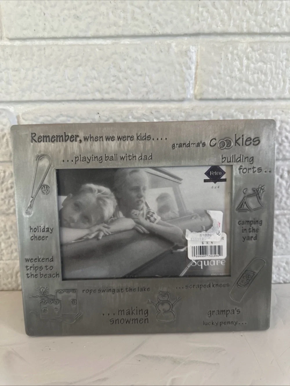 Fetco PEWTER REMEMBER WHEN WE WERE KIDS Picture Frame 4X6 NEW